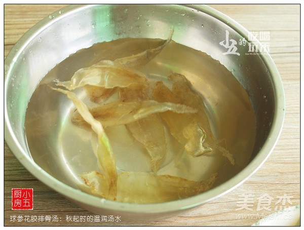 球参花胶排骨汤的步骤