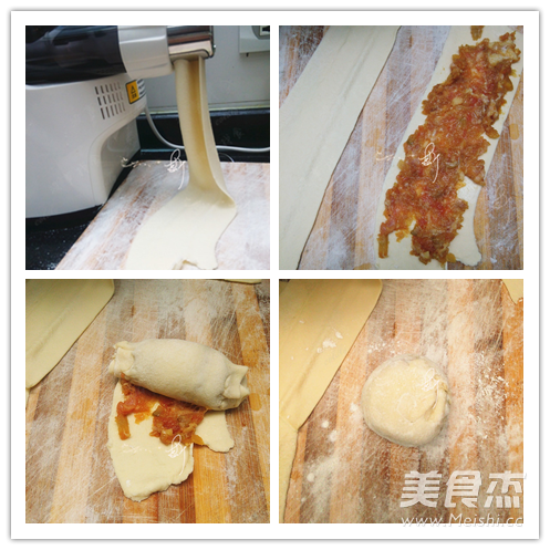 广东榨菜鲜肉千层饼的步骤